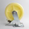 8-Inch Heavy Duty Swivel Casters with Brake, Flat Plate, White Industrial Nylon Wheels