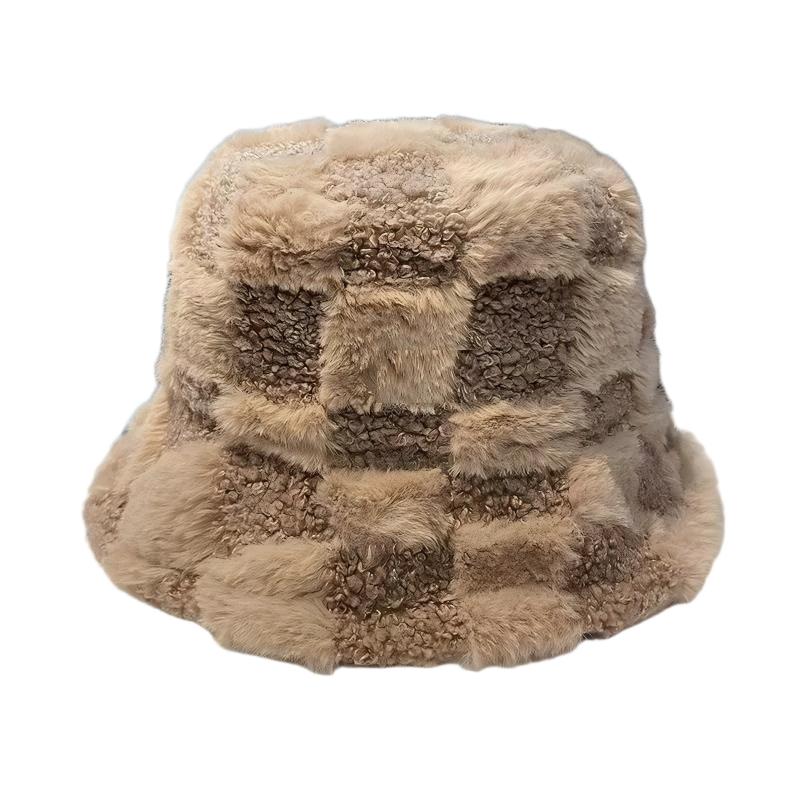 Japanese-Style Lamb Wool Fisherman Hat For Women Winter Korean  Versatile  Bucket Hat Casual Warm Fleece-Lined Hat