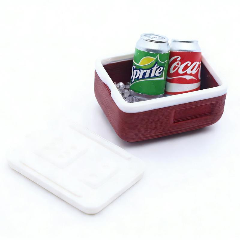 Dollhouse Mini Portable Refrigerator Simulation Set with Drink Bottle Ice Cube Toy Kids Pretend Play House Decoration Gift