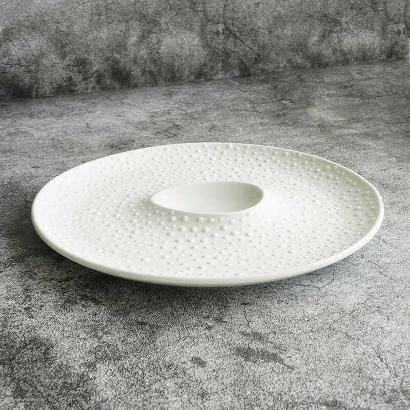 Western Restaurant White Artistic Conception Dish Dessert Dish Special-shaped Soup Dish Kitchen Personality Cooking Tableware