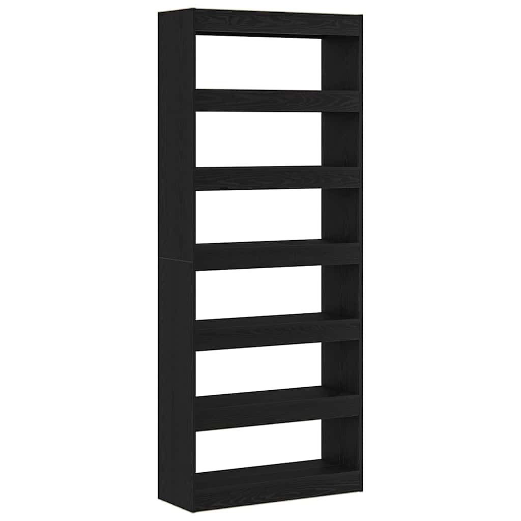 Bookshelf Black Oak Look 80 x 30 x 198 cm Engineered Wood