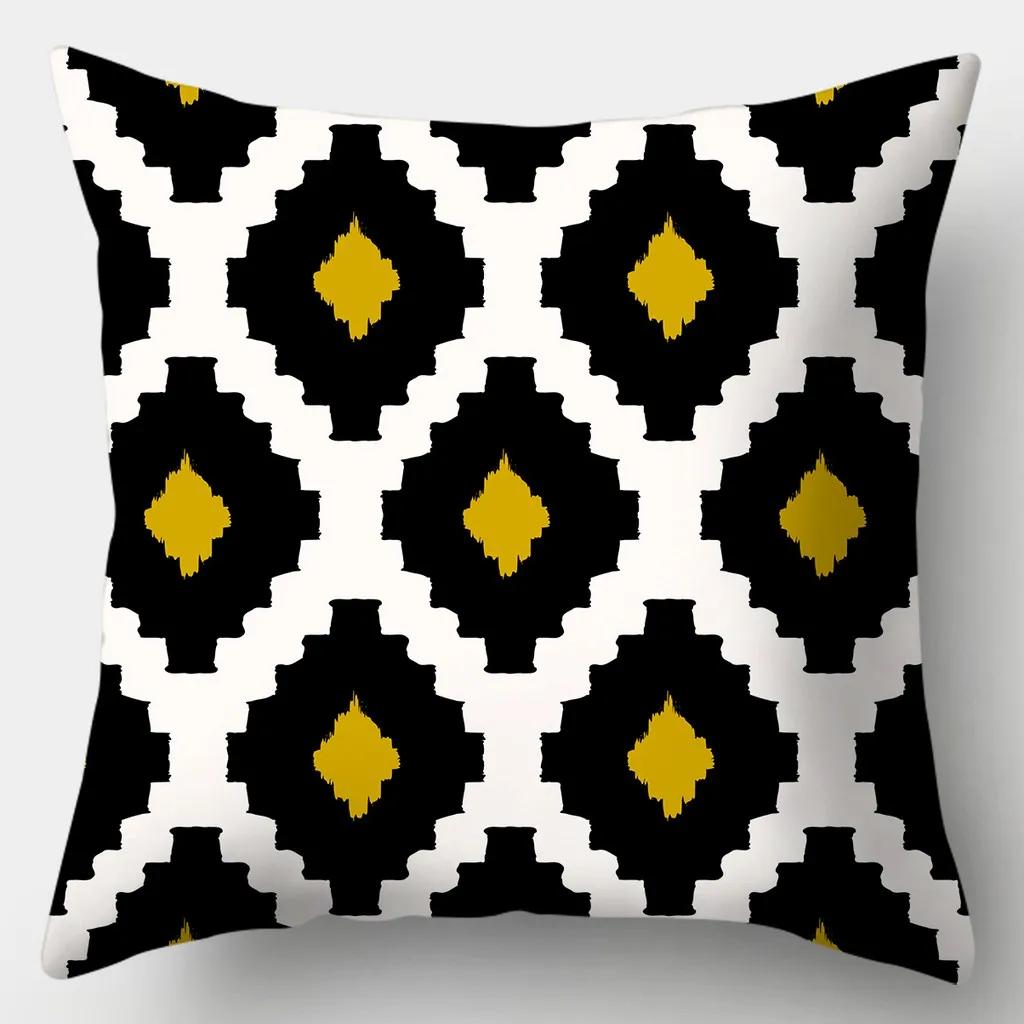 Taie d'oreiller carrée à carreaux rayés jaunes, housse de canapé, coussin de fouille créatif, 45cm x 45cm