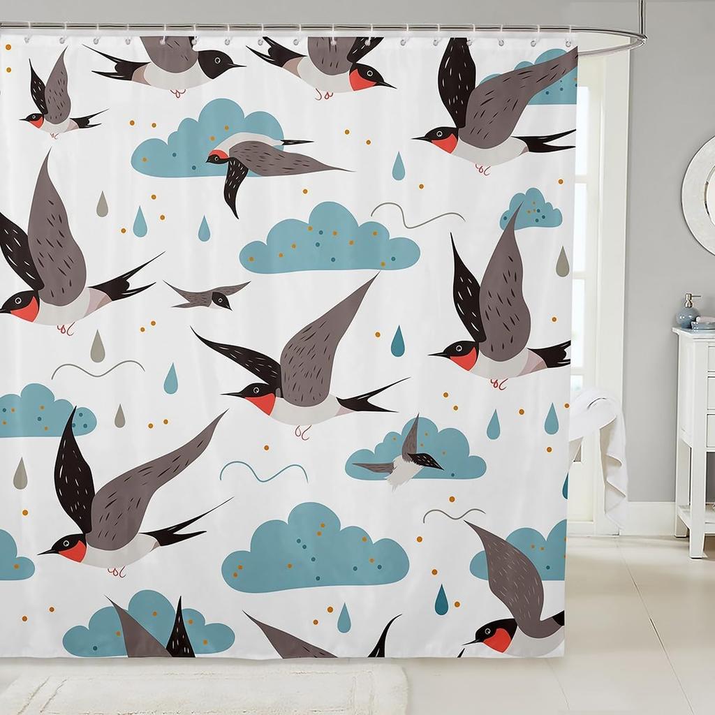 Yellow Rubber Duck Shower Curtain Set,Cute Swimming Duck Bathroom Decor for Kids,Kawaii Animal Bathroom Set Gifts for Pet Lovers