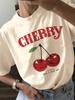 Cherry Cartoon Printed Graphic Women Cotton T-shirt Y2k Summer Fashion Brand Round Neck Short Sleeve Tops Vintage Casual Tee 3XL