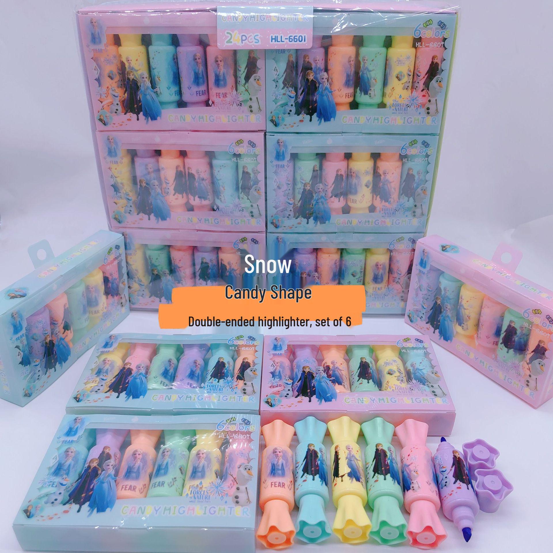 Sanrio Kuromi Double-Ended Highlighter Set - 6-Piece Girly Heart Edition. снег