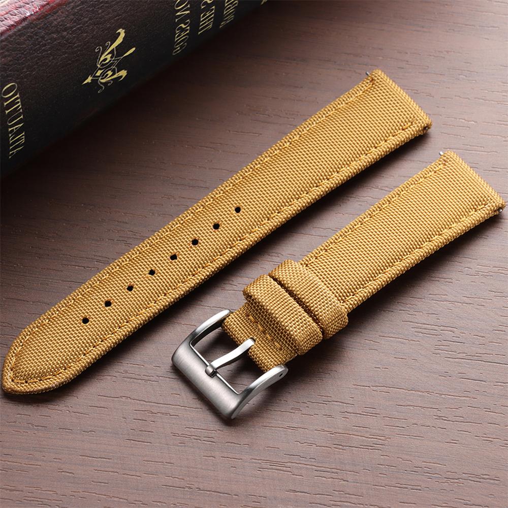 

Premium Genuine Sailcloth Watch Band 20mm 22mm Two Sided Fabric Straps Waterproof Nylon Quick Release Bracelet Sports Wrist Belt 20mm жовтий