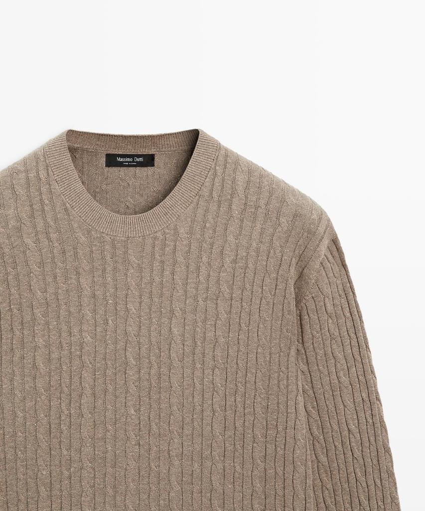 Masimodutti Cotton Blend Cable Knit Sweater
