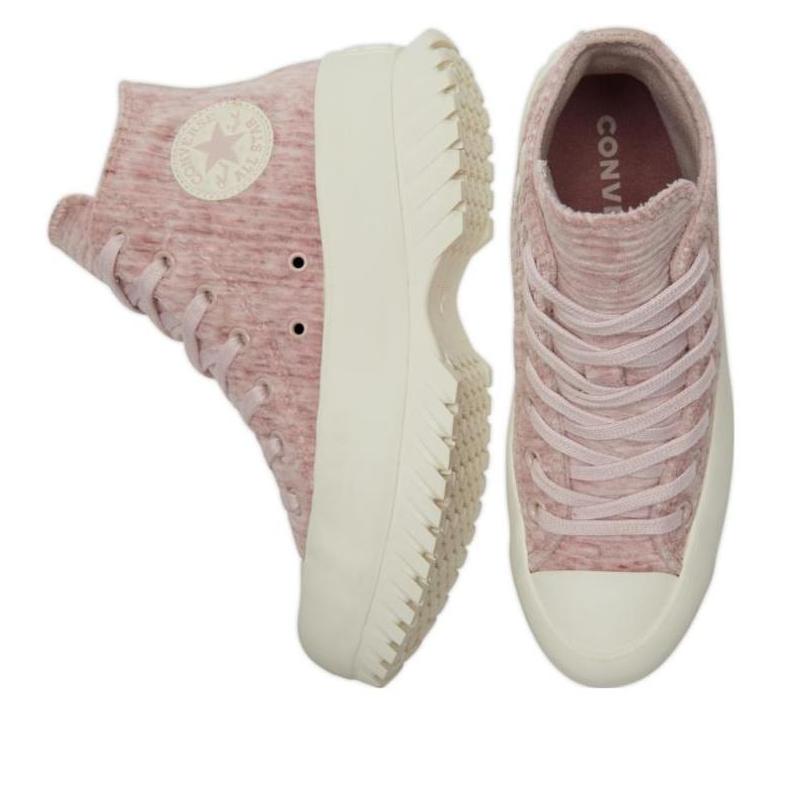 Converse Chuck Taylor All Star Lugged 2.0 Fleece Comfortable and Versatile High Top Canvas Shoes Unisex Pink White