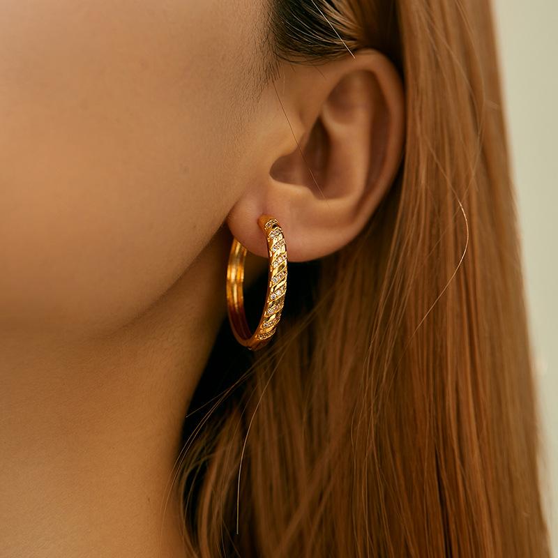 Classic Minimalist Plain Circle Zircon Earrings Versatile Business Chic Jewelry For Women
