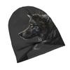 Night Moon Wolf Realistic Wolf Head Design Skull Cap Beanie Hat - Black Unisex Hip Hop Fashionable Winter Hat For Men & Women, C