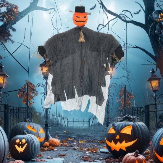 Halloween Hanging Ghost Decoration Pumpkin Head Ghost Haunted House Prop Ghost Decoration for Yard Patio Garden Indoor Outdoor Use