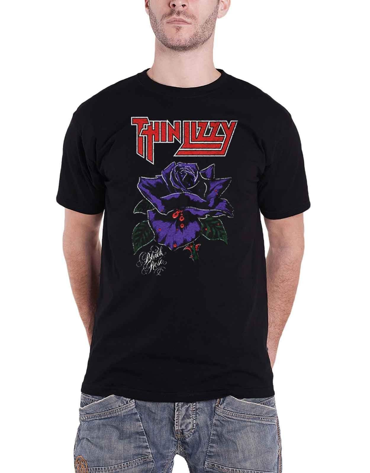 Thin Lizzy Black Rose Men T-Shirt Black XXL Black M