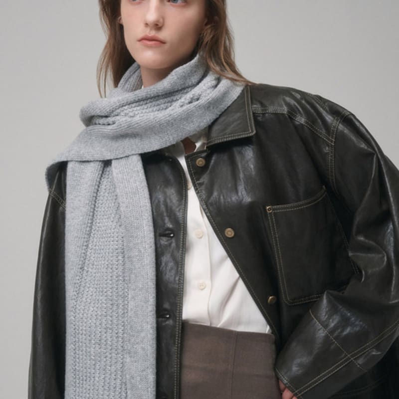 Saint Luxure Soft Leaf Muffler Gray