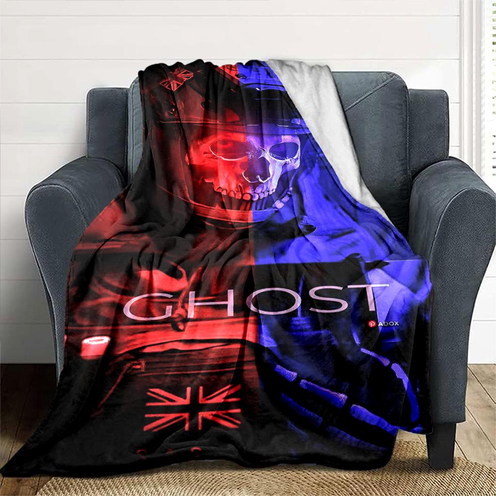 Simon Ghost Print Flannel Blanket High Quality Warm Comfortable Cover for All Seasons Perfect for Gifts Home Decor
