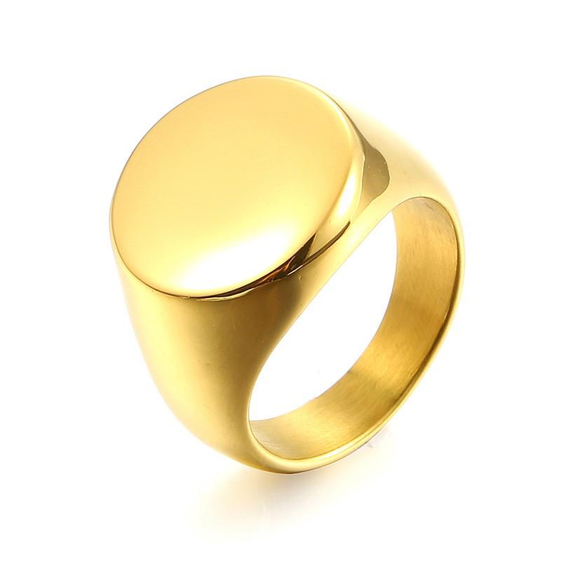 Punk Style Round Titanium Steel Ring: Men's Fashion, Smooth, Engravable