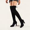 Europäische & Amerikanische Übergrößen Over-the-Knee High Heel Spitz zulaufende einfarbige Lange Stiefel mit Seitenreißverschluss - Damen Stretch Stiefel für Herbst & Winter.
