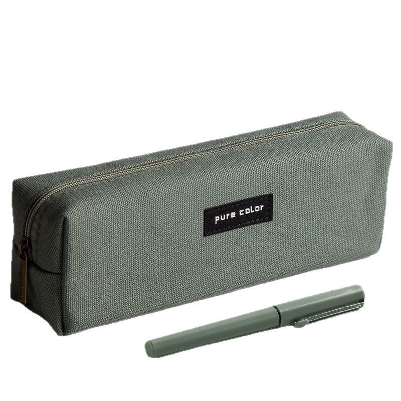 Large Cartoon Canvas Zipper Pencil Case - Customizable Logo, High-Capacity Student Stationery Bag