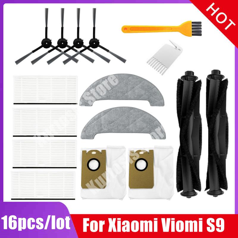 Haupt-Seitenbürste Hepa-Filter Staubbeutel Mopptücher Lappen Zubehör-Set für Xiaomi Viomi S9 Roboter-Staubsauger Ersatzteile