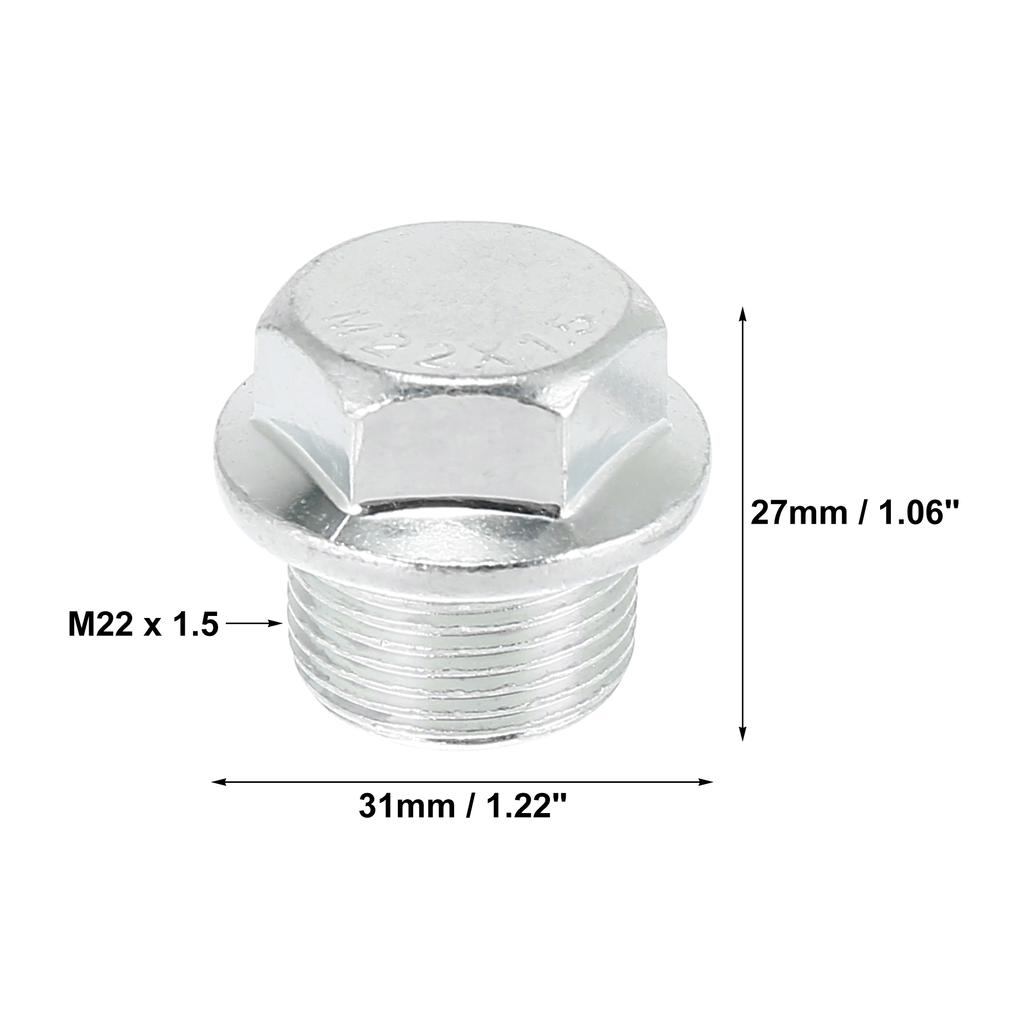 X Autohaux 1/2/4Pcs M22x1.5 Auto Engine Oil Drain Plug Screw with Stainless Steel Seal Ring Replacement for GM Car Accessories Oil Drain Plugs 3