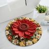 Floral Plush Diatomaceous Earth Floor Mat 3D Visual Flower Pattern Diatom Mud Floor Rugs Non-Slip Absorbent Bath Mat for Bedroom Kitchen Entrance