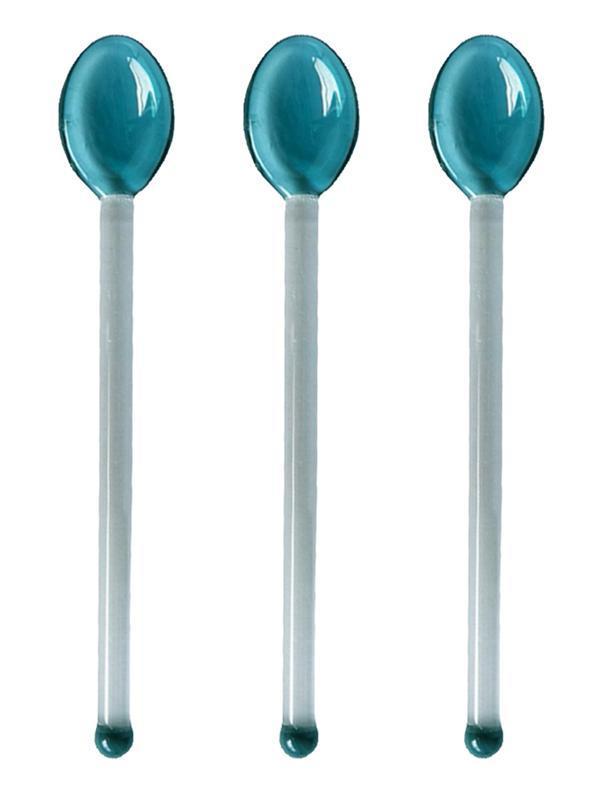 3Pcs Glass Spoons Coffee Spoon Long Handle Dessert Spoon Color Glass Teaspoons Clear Petite Teaspoons Coffee Mixing Tea Stirrer