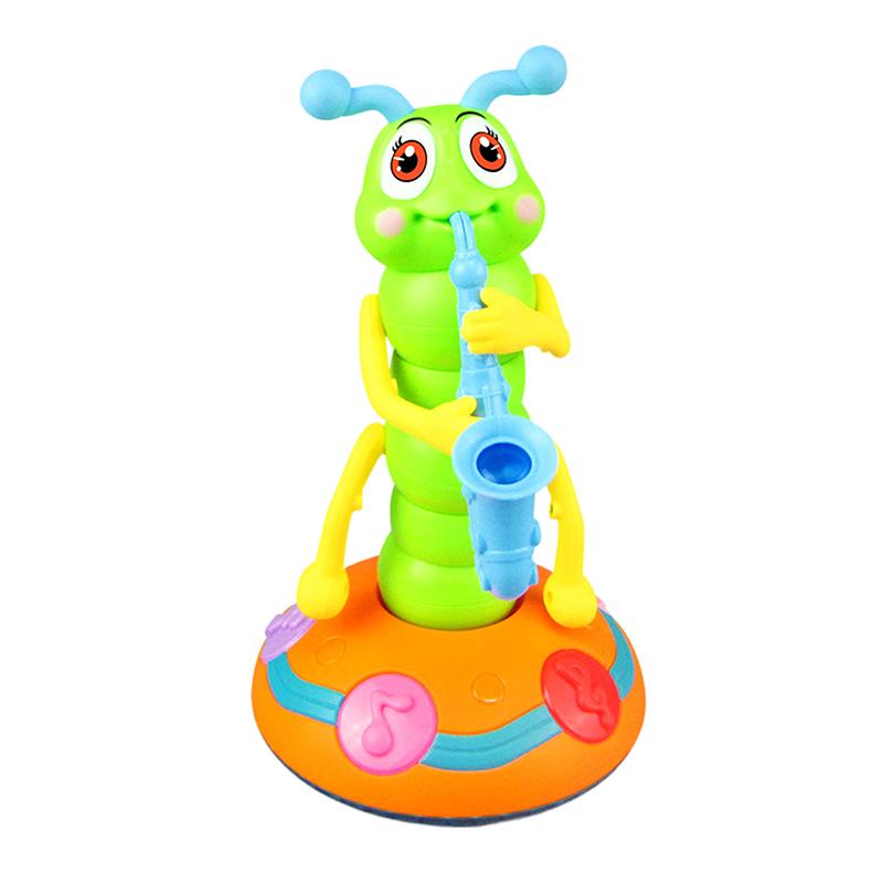 Elektrisk Larve Danseleke, Dansende Larveleke Elektrisk Stående Larve Musikalsk Leke, Lysende Larve Saksofonleke