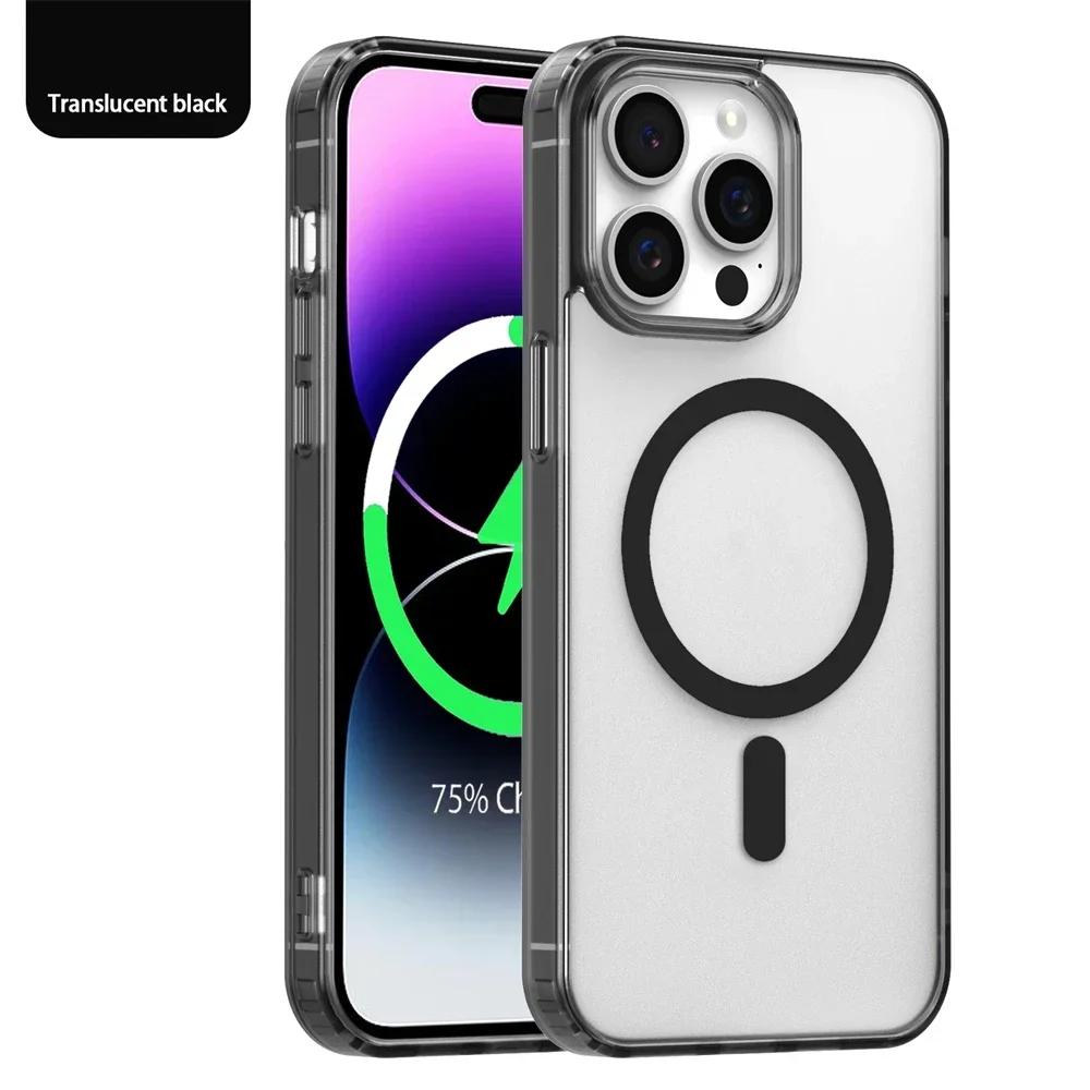 Luxury Wireless Charge Magsafe Phone Case for iPhone 17 16 15 14 13 Pro Max Plus Transparent Magnetic Electroplate Bumper Cover