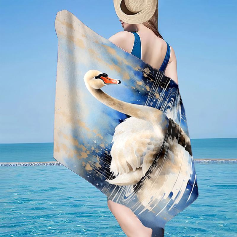 

Swan And Lotus Fantasy Beach Towel, Super Soft Microfiber, Gift for Her/Him, Birthday, for Pool, Beach, Travel, Home Decor Fan gifts 70cmx140cm(27x55inch)