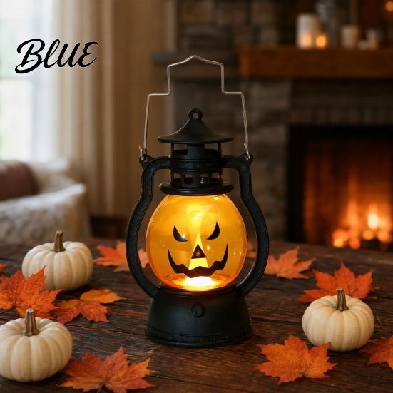 Halloween Retro Horse Lantern Pumpkin with LED Light Portable Funny Hanging Light Faces Safe Flame-Free Decoration for Indoor Outdoor Party Use Cute