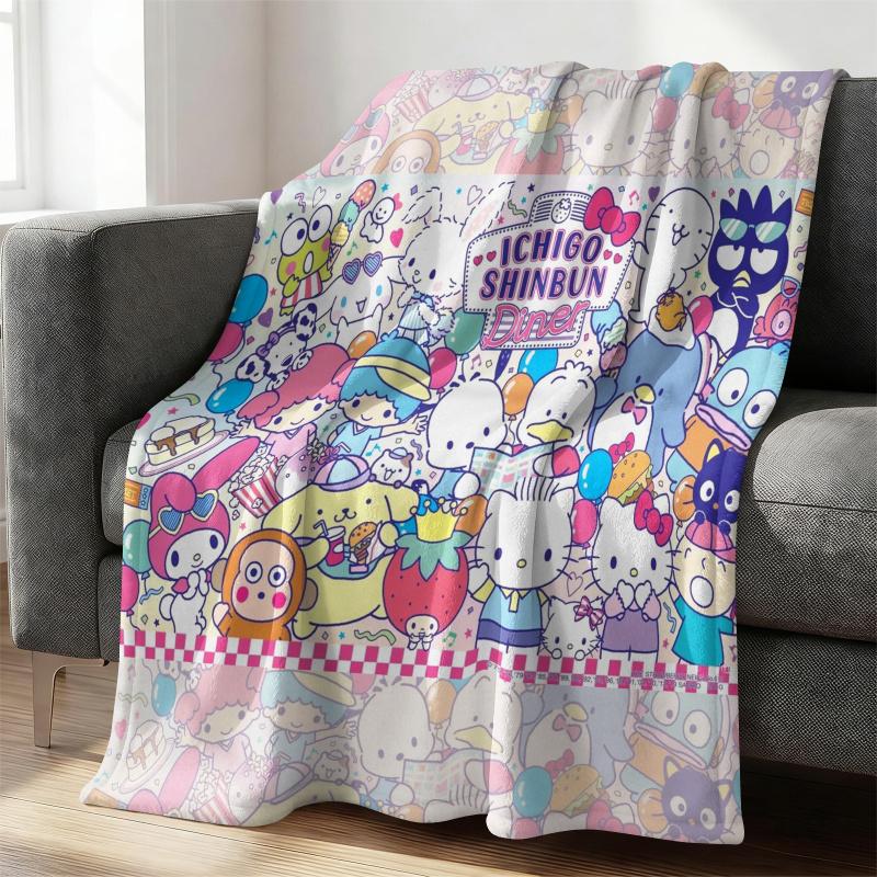 Vintage Sanrio Flannel Fleece Blanket Soft Warm Fluffy Throw Cute Sofa Bed Cover Office Nap Shawl Lightweight Blanket Fans Gift
