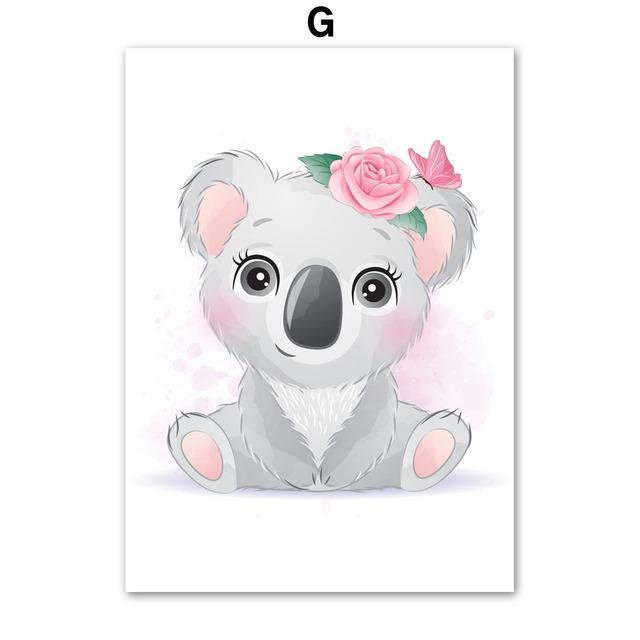 Koala Panda Waschbär Pinguin Wal Krake Robbe Nordic Poster und Drucke Wand Kunst Leinwand Malerei Wand Bilder Kinderzimmer Dekor