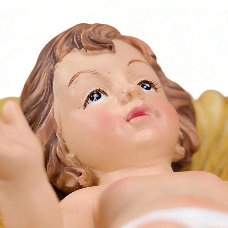 Resin Baby Jesuses in a Manger Nativity Figurines Nativity Collectible Statue Holy Faith Gift Christian Holiday Decors