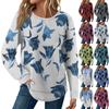 Women's Fashion Long Sleeve Floral Loose Long Sleeve Round Neck Casual Top
