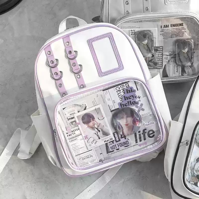 Y2K Cute Mini Backpack Women Kawaii Ita Bag Sweet Girl Transparent Rucksack DIY Display Knapsack Lolita Preppy Style School Bags