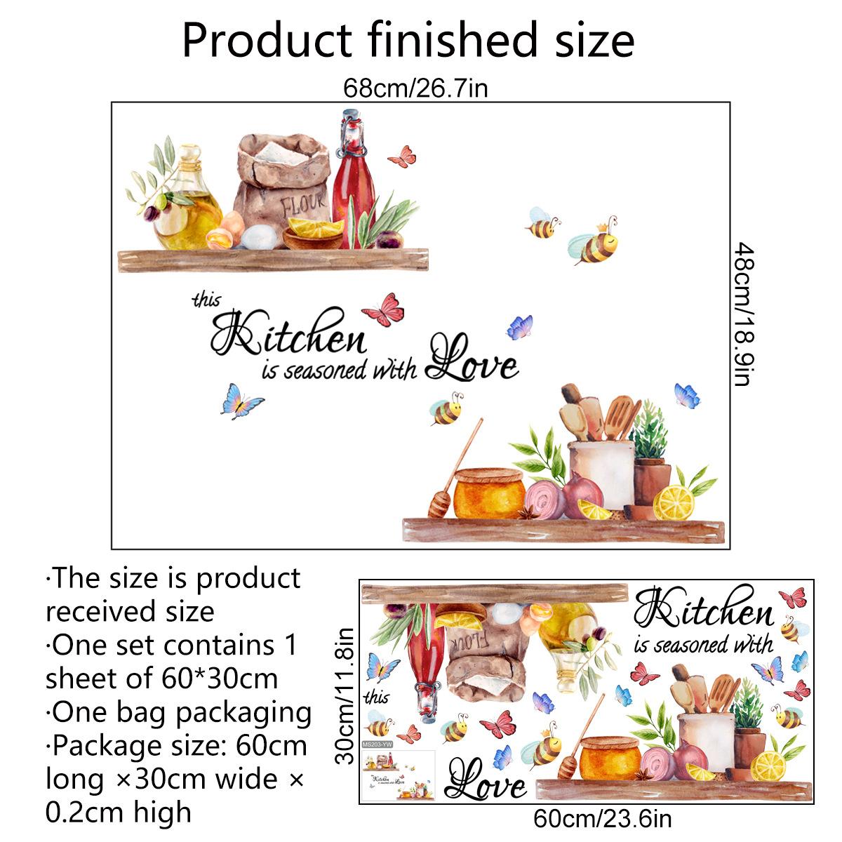 

PVC Kitchen Wall Decal Self Apply Sticker Removable Waterproof Wall Decals Suitable for Home Dining and Commercial Use