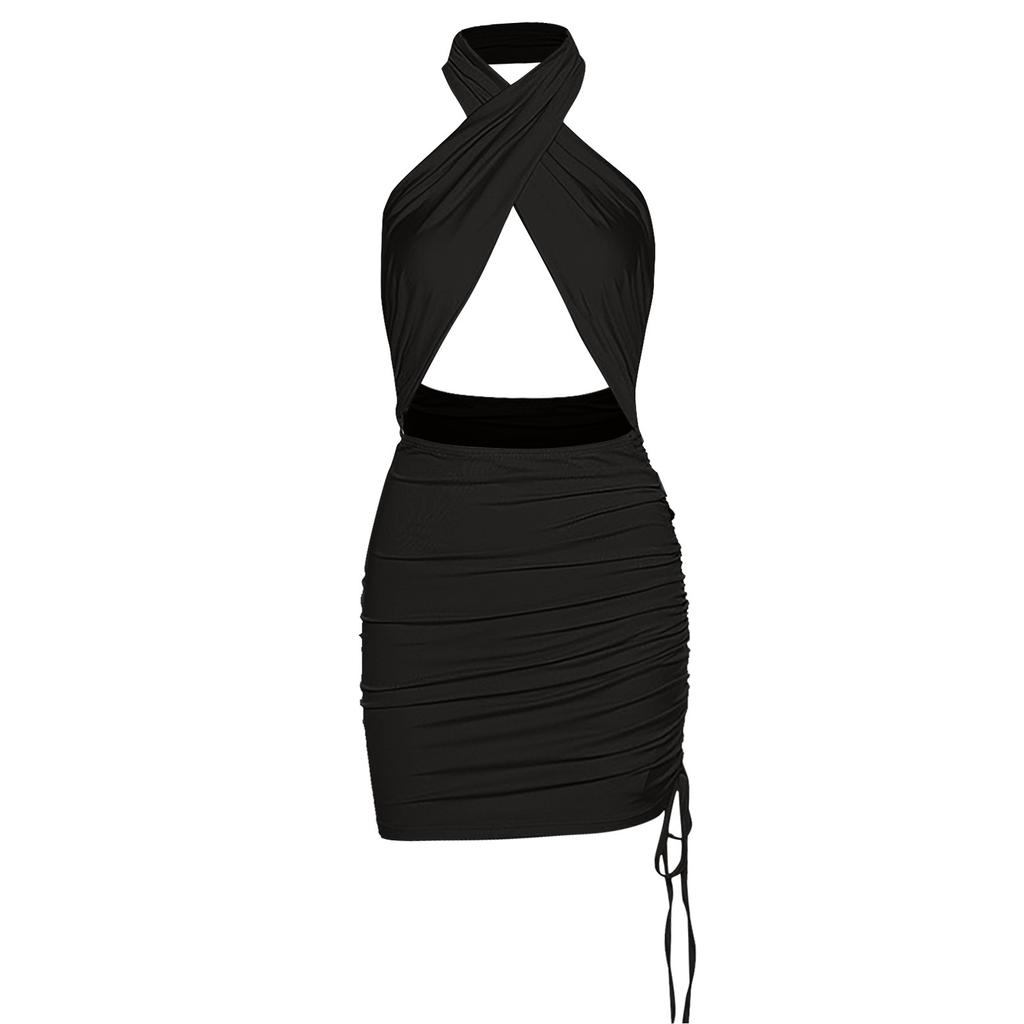 Women's Fashion Color Hollow Sexy Slim Hip Dress