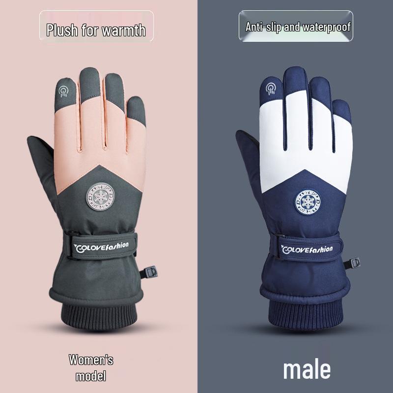 Ski & Cycling Warm Touchscreen Winter Windproof Gloves: Thickened Fleece-Lined Gloves for Outdoor Activities