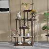 7-Tier Trapezoid Bamboo Wood Flower Stand