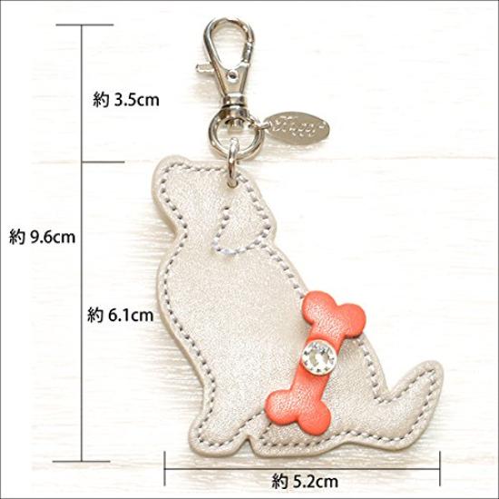 [Happy] Golden Retriever Charm HC-30-2.Dark BrownGenuine Cowhide Leather Rhinestone Jeweled Keychain Made In Japan Happy Keyring Bag Charm Labrador