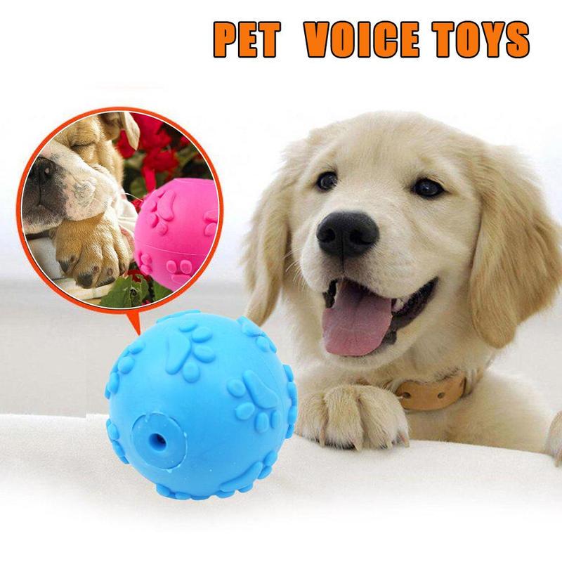 Pet Dog Aggressive Chew Toys Indestructible Rubber Ball Sound Squeaky