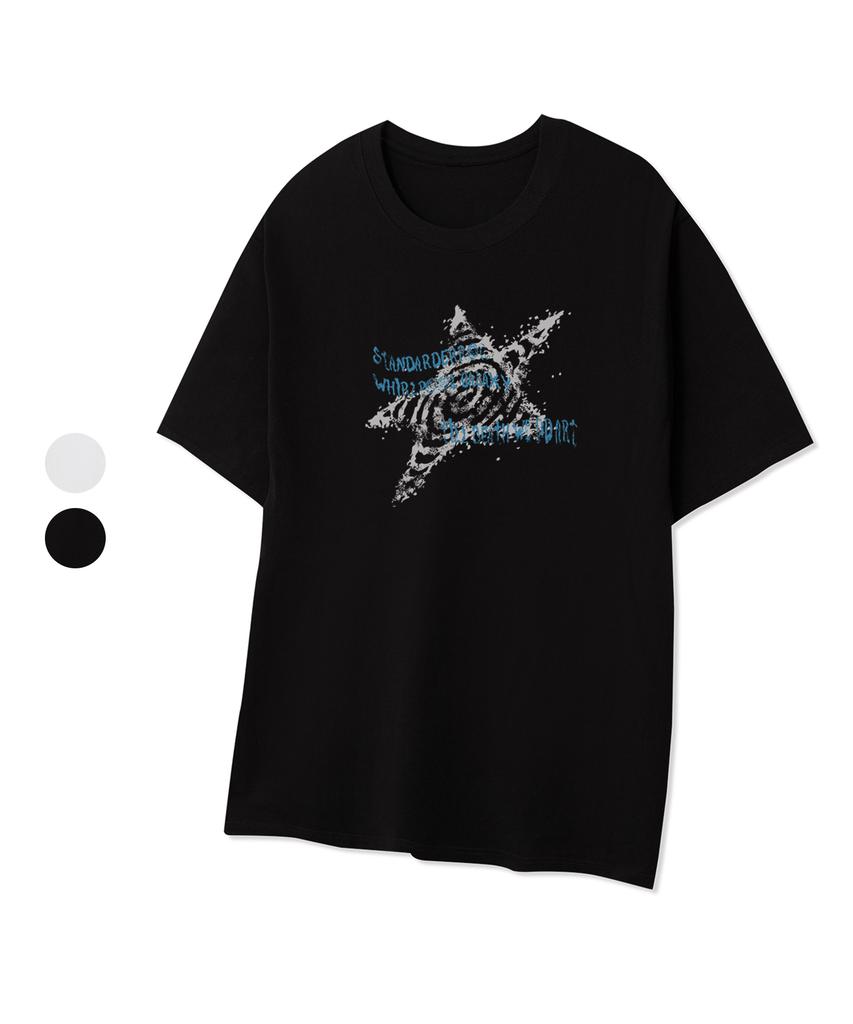 STANDARDERROR 87-Stan332 Galaxy Glitch Star Crack Solid Short Sleeve T-Shirt (2 Colors)