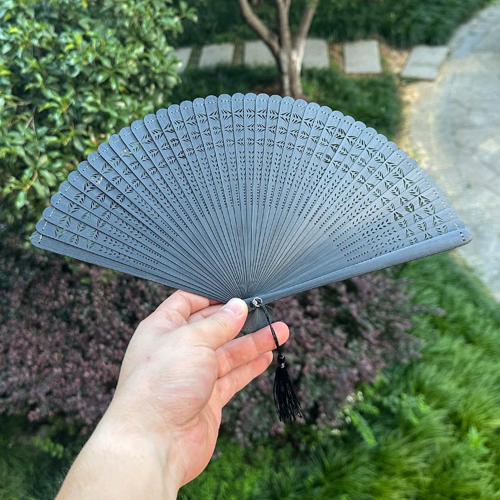 Dream Lotus Mini Japanese-Style Handheld Full Bamboo Fan Hanfu Mamian Skirt Dance Qipao Portable Folding Fan Girl Group Folding Fan