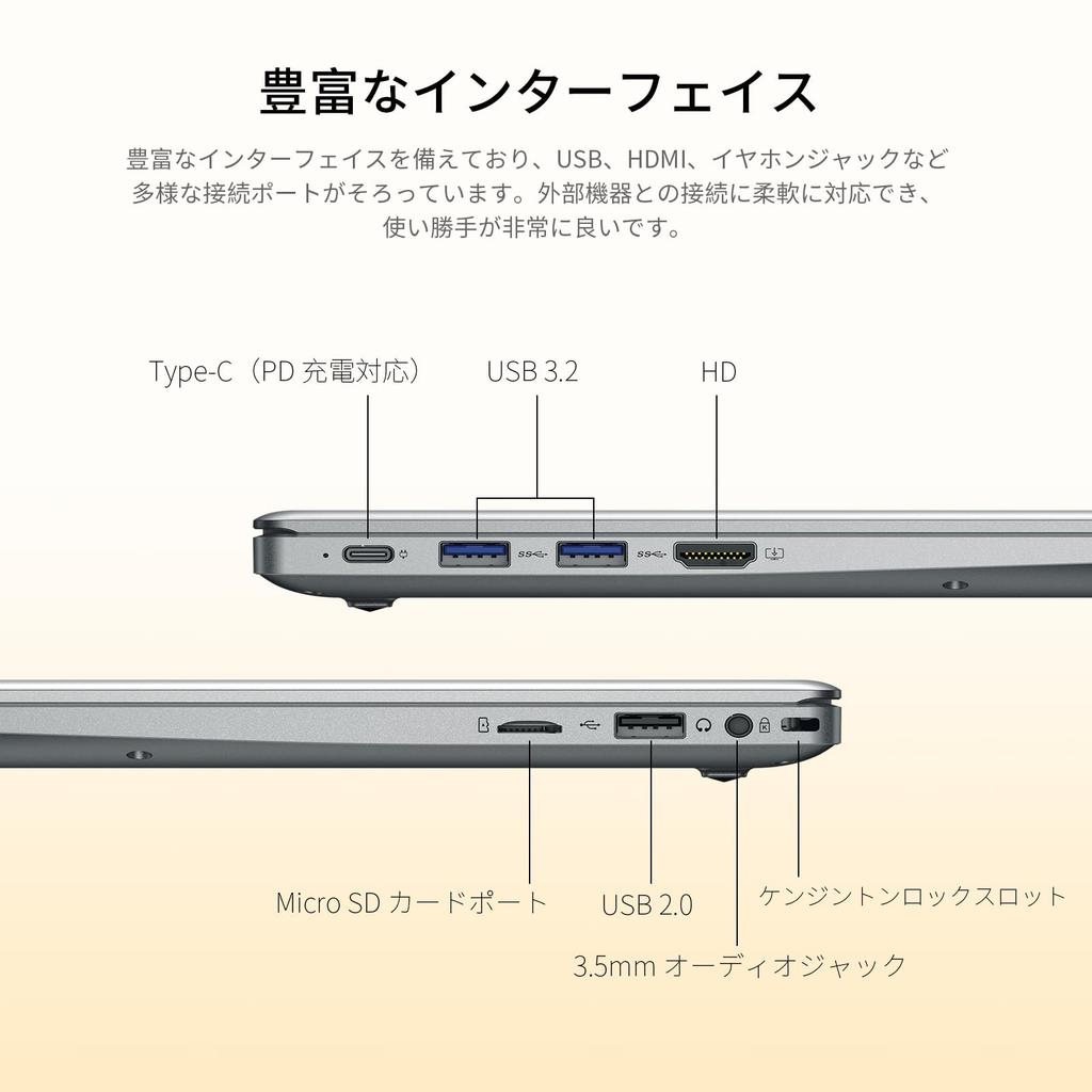 UOWAMOU FHD IPS Laptop with Pentium Gold 6500Y 2x USB 1x USB WiFi Slim and Lightweight Quiet Japanese Keyboard Silver 15.6-inch Processor, 16GB+240GB