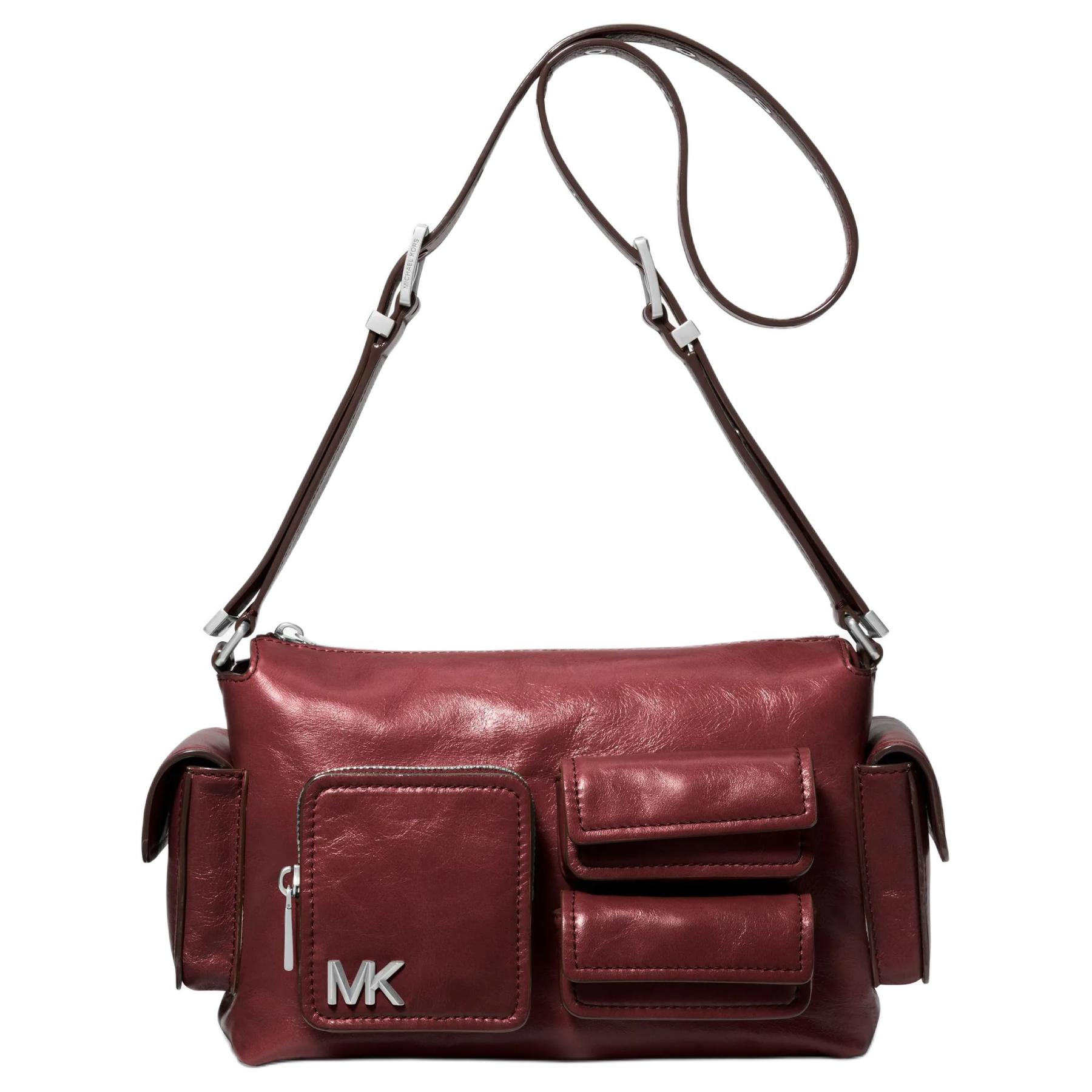 

Michael Kors Dakota Silver Accessories Leather Crossbody Bag Medium Women bags Brown-Red 30S5SM3L8Y-REDDISH-BROWN Basic Set (Bag+Dust Bag)