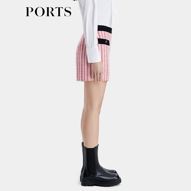 PORTS Women's Elegant Striped Tweed Casual Shorts