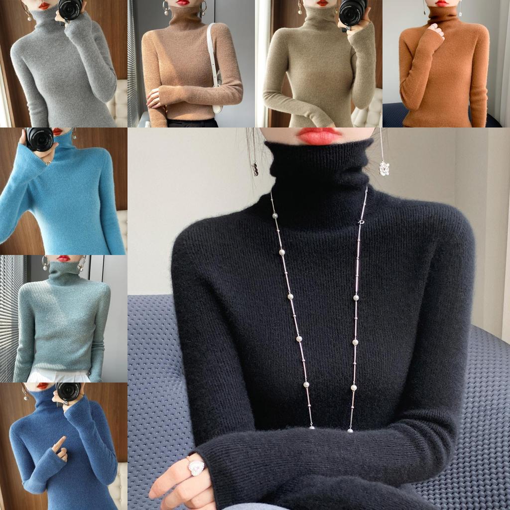 Korean Style Turtleneck Knit Sweater For Women With Ribbed Design For Casual Wear