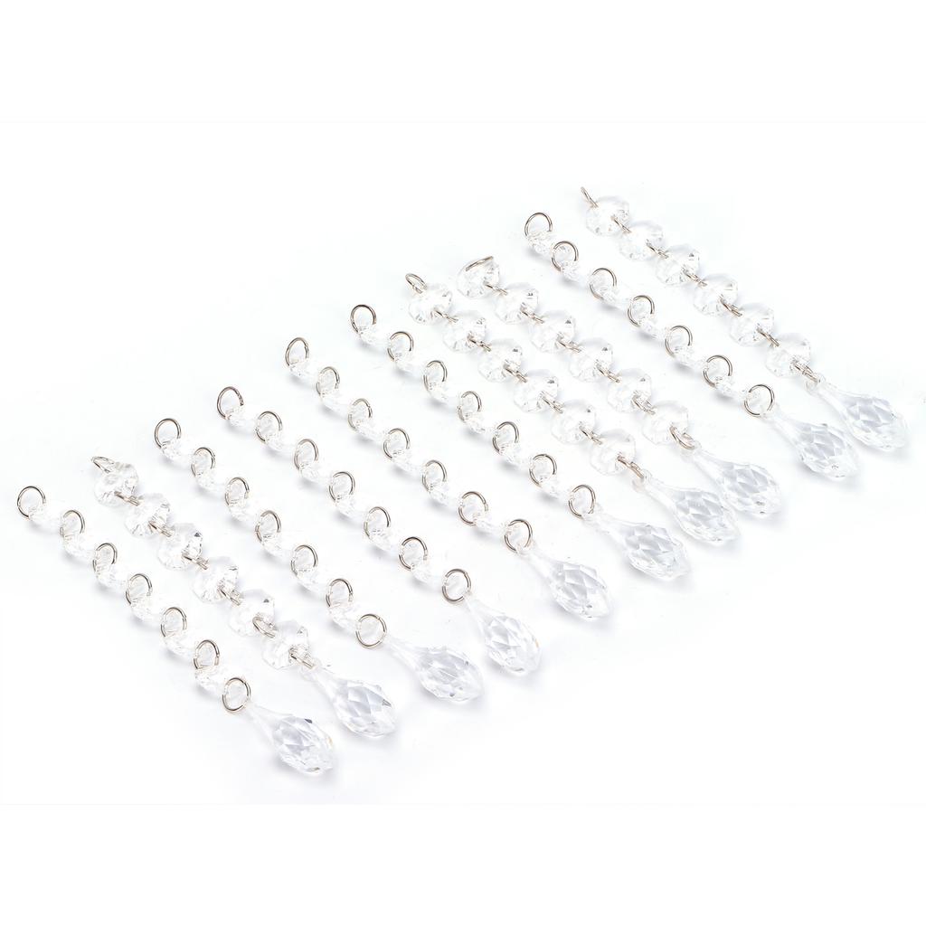 10Pcs Acrylic Teardrop Pendant Garland Hanging Beads Lighting Transparent Decorative Beads for