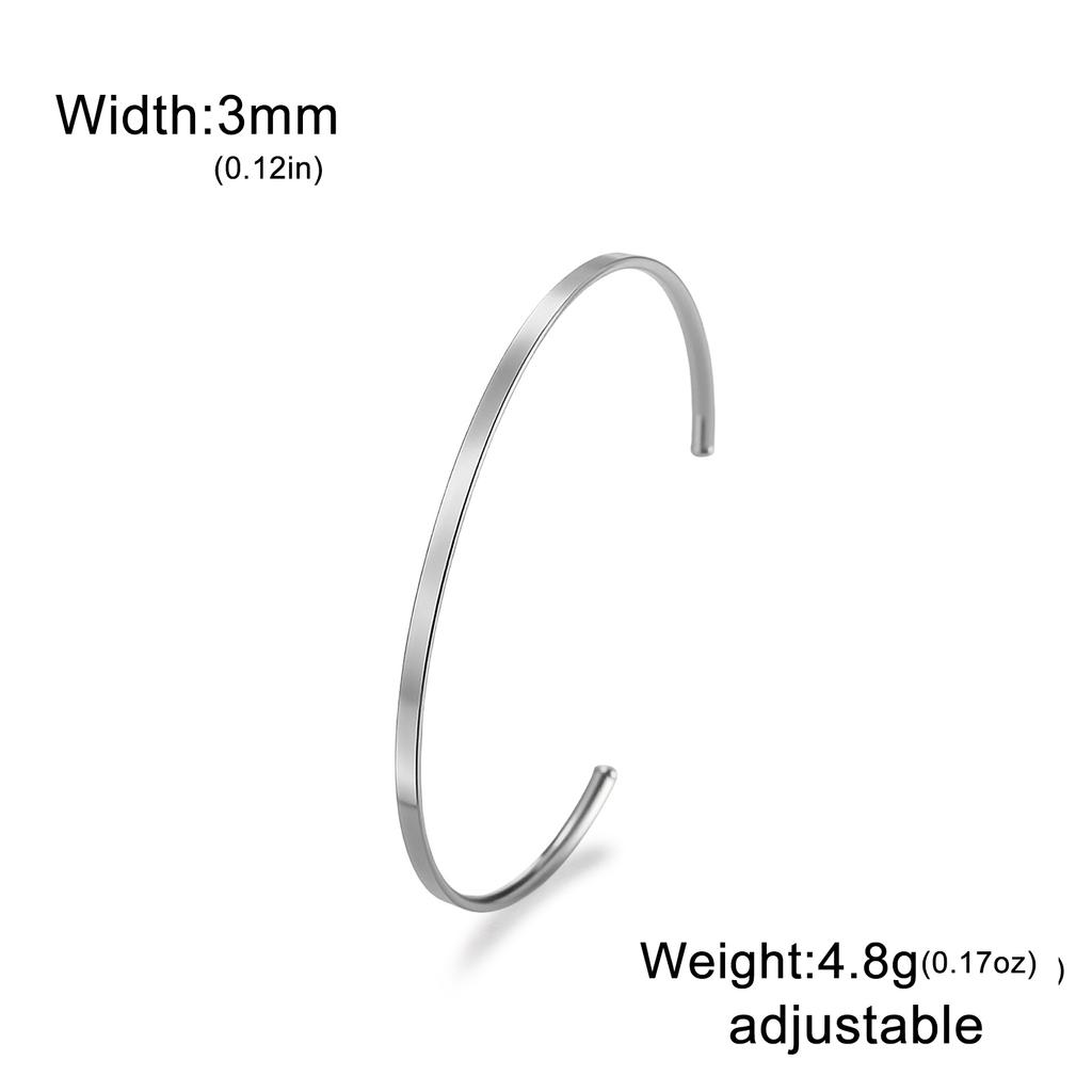 Minimalist Smooth Gloss Women's Open Bracelet Stainless Steel Minimalist Street Hip Hop Fashion Jewelry Gift