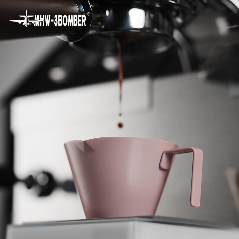 MHW-3BOMBER 100ml Espresso Measuring Cups Single/Double Spouts Stainless Steel Espresso Shot Cups with Handle Scale Barista Tool