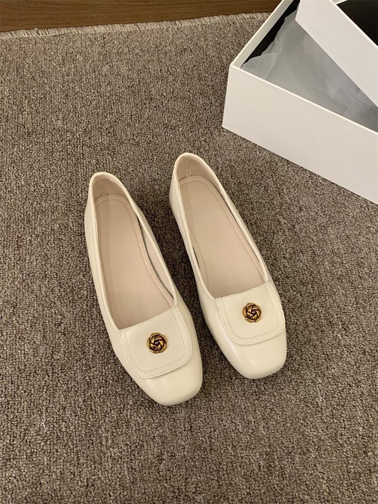 French flat-soled single shoes women's shoes spring small fragrant retro grandma shoes commuting versatile beanie shoes